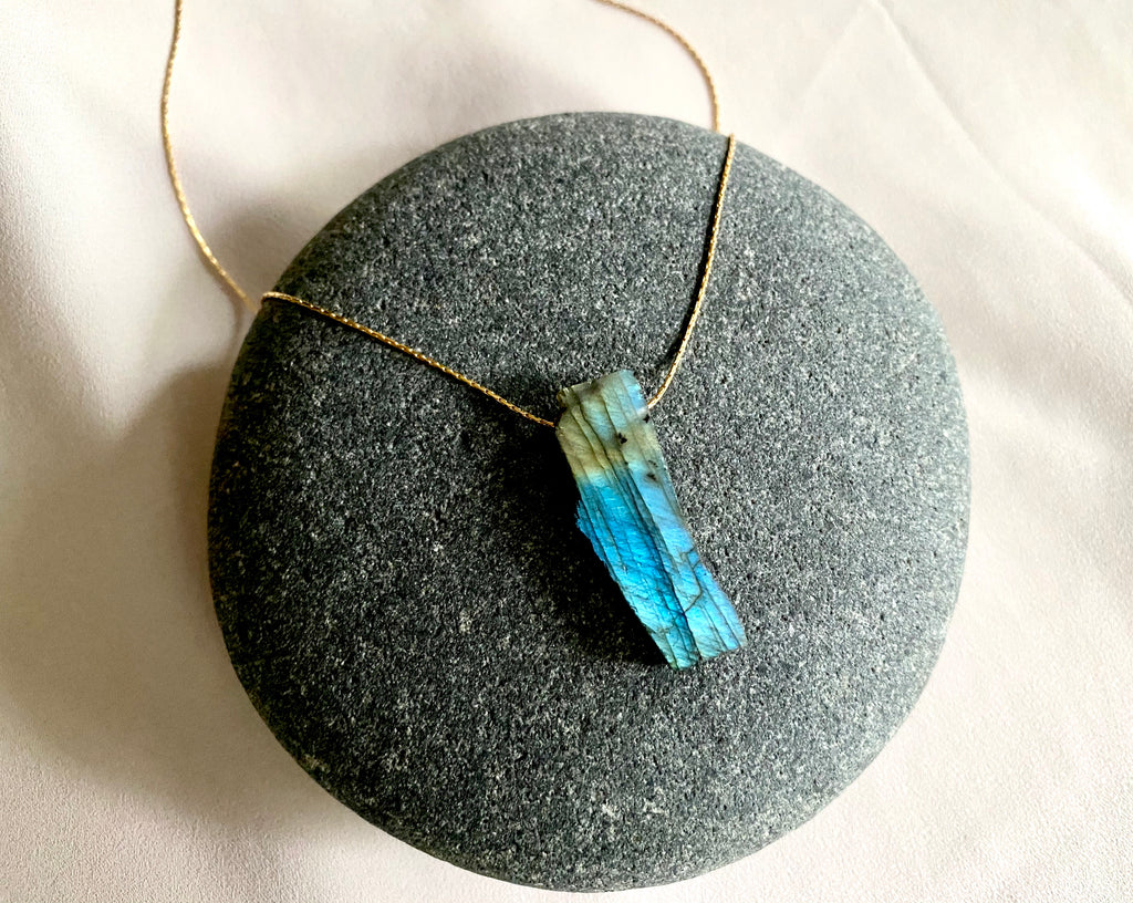 Raw Flashy Labradorite Pendant Necklace