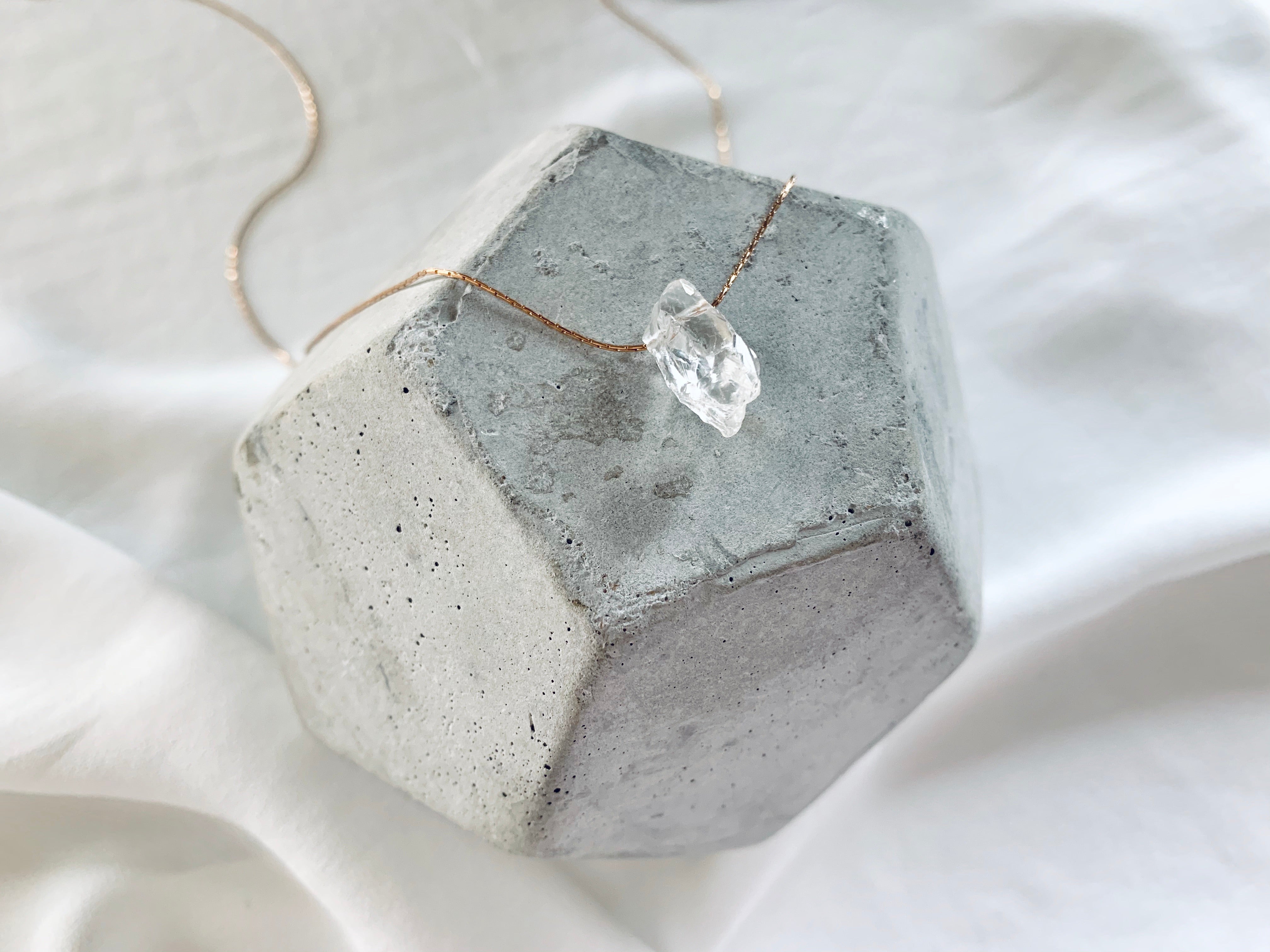 Dainty Raw Crystal Quartz Pendant Necklace - April Birthstone
