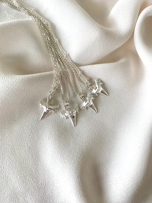 Dainty Sterling Silver Shark Tooth Pendant Necklace