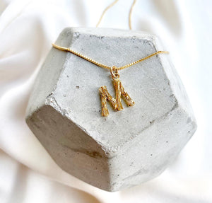 Mini Gold Bamboo Letter Initial Necklace {16 to 18 inches}
