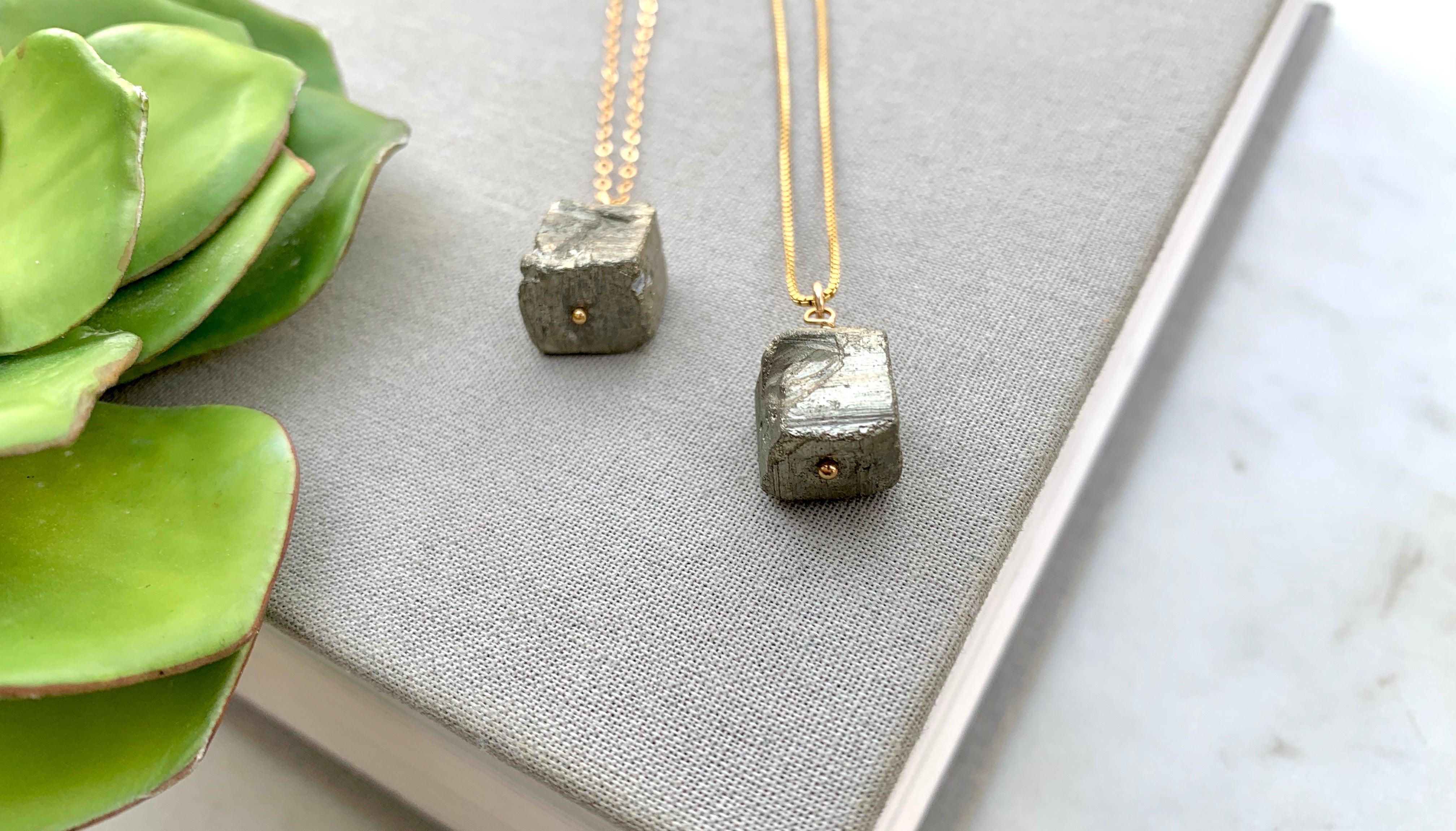 Raw Pyrite Cube Pendant Necklace - Gold – The Cord Gallery