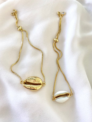 Genuine Cowrie Shell Gold Dipped Bracelet - Adjustable – The Cord Gallery