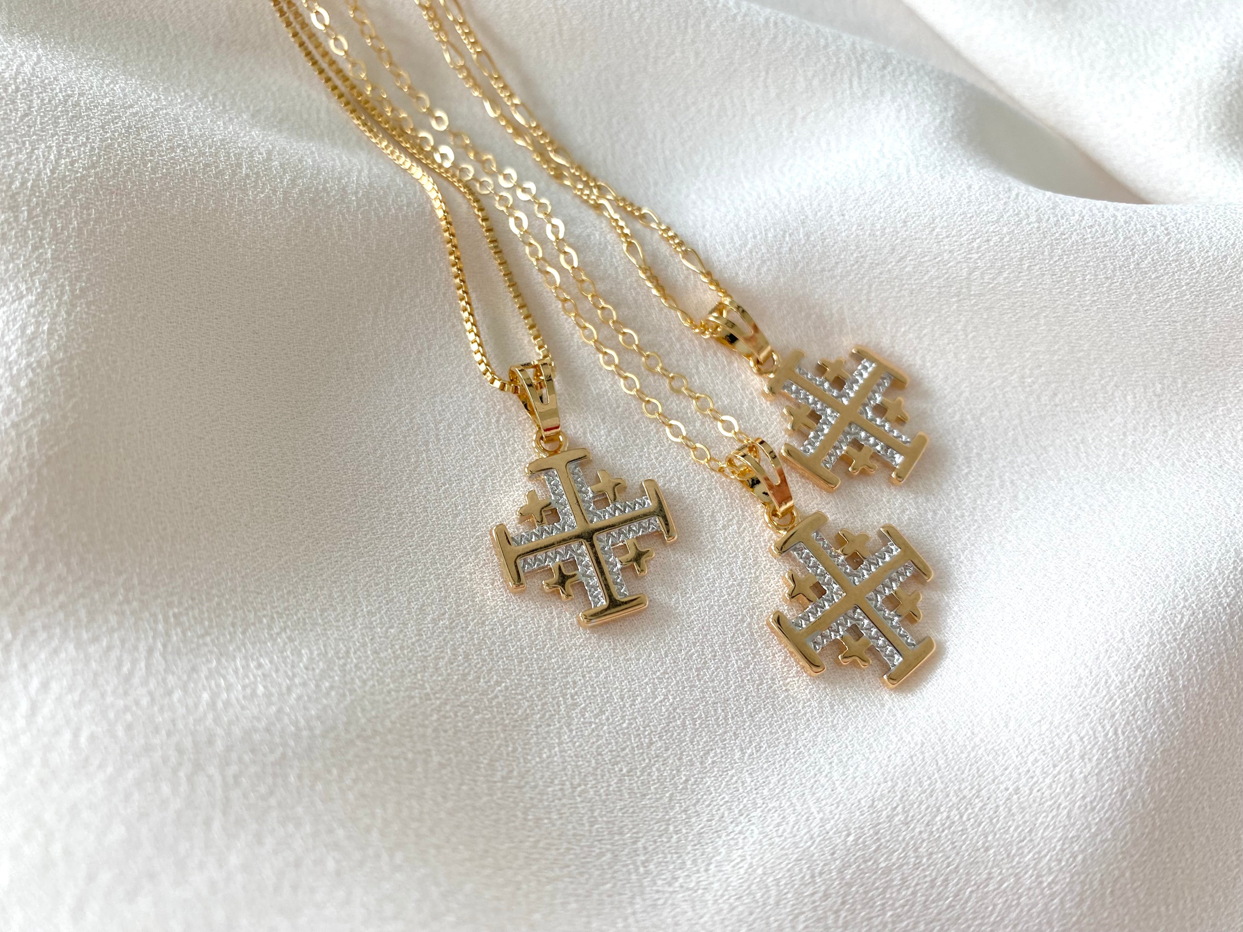 Gold Filled Layered Jerusalem Cross Necklace