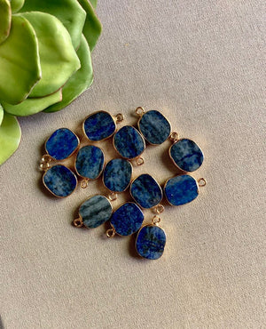 Genuine Lapis Lazuli Pendant Necklace - Gold - September Birthstone