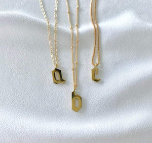 Gold Filled Old English Letter Necklace {20 to 22 inches}