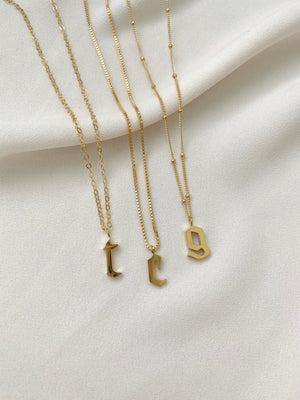 Gold Filled Old English Letter Necklace {20 to 22 inches}