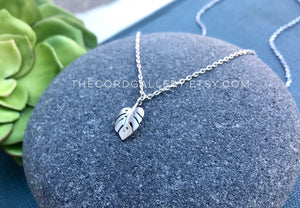 Dainty Silver Monstera Leaf Necklace