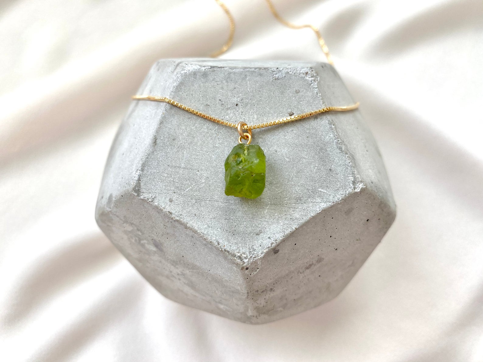 Raw Peridot Pendant Necklace - August Birthstone - Raw Crystal Necklaces