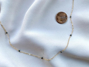 Dainty Gold Filled Pyrite Beaded Chain Necklace