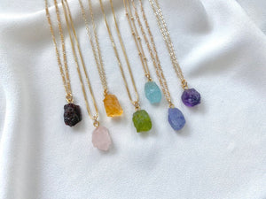 Raw Aquamarine Pendant Necklace - March Birthstone - Raw Crystal Necklaces