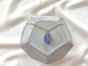 Raw Birthstone Gemstone Necklaces - Gold Filled Chain - Garnet Rose Quartz Citrine Peridot Aquamarine Tanzanite Amethyst - Raw Crystal Pendant Necklaces