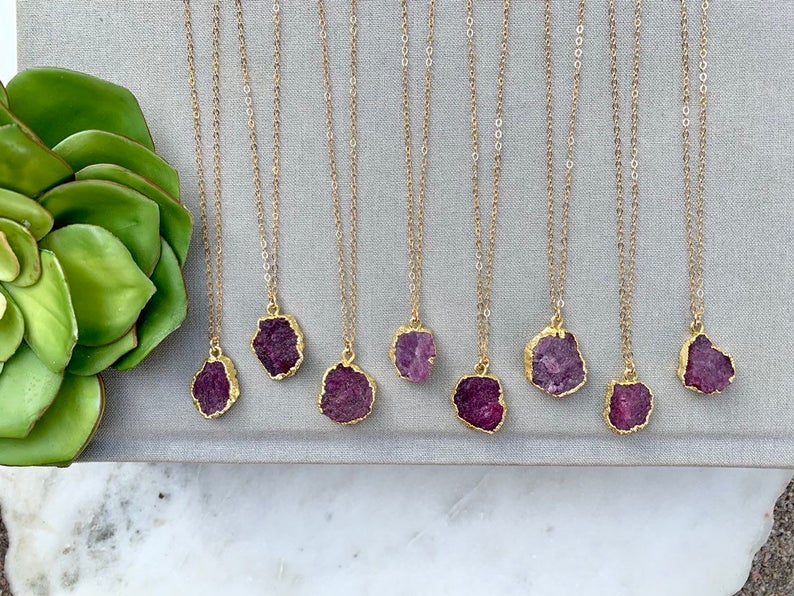 Genuine Ruby Necklace, Ruby Necklace, Ruby Necklace Gold, Ruby Necklace for Women, July Birthstone, Red Stone Necklace, Ruby Jewelry, GN7