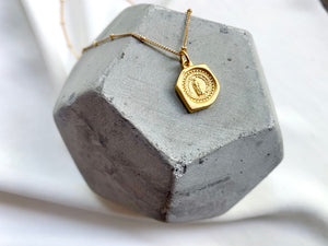 Gold Saint Asymmetrical Medallion Necklace