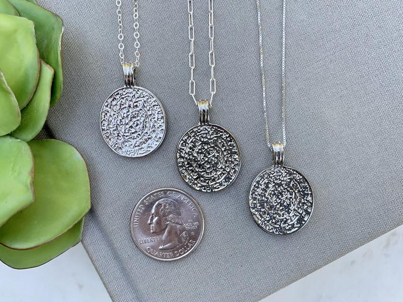 Silver Greek Phaistos Coin Medallion Necklace