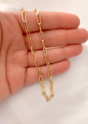 Gold Filled Rectangle Chain Paperclip Necklace {10mm x 4mm}