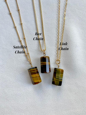 Tiger's Eye Pendant Necklace - Gold Filled Chain