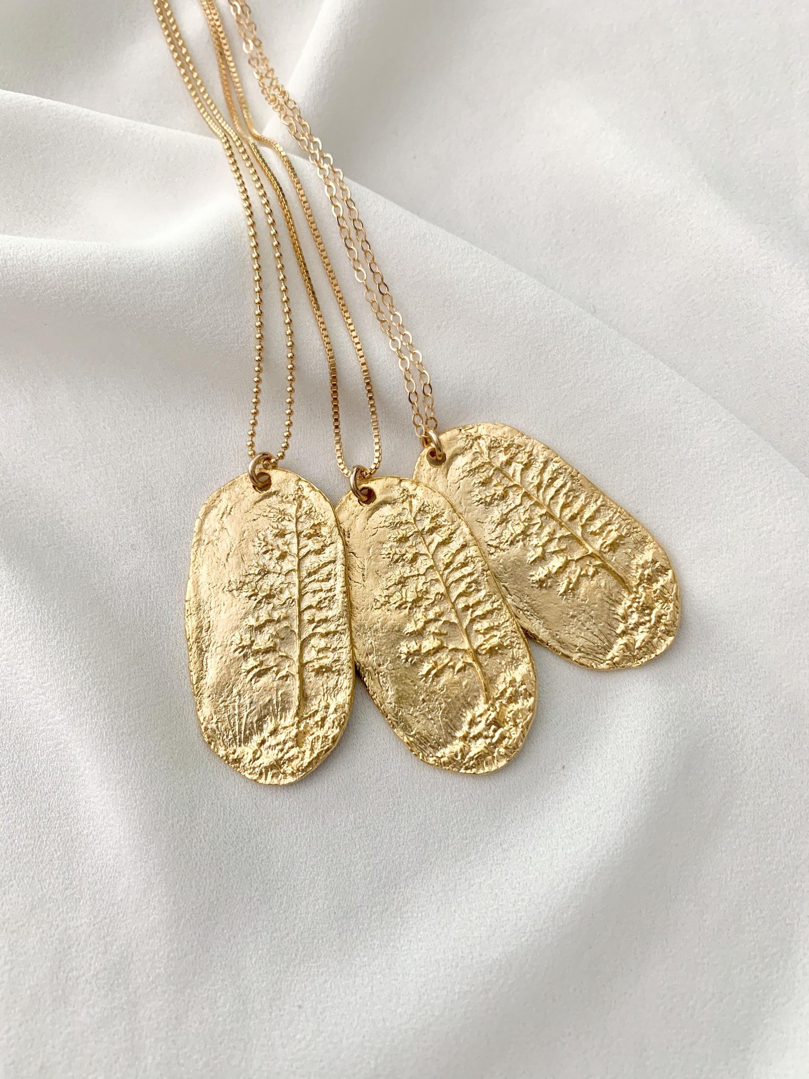 Matte Gold Sequoia Tree Medallion Necklace
