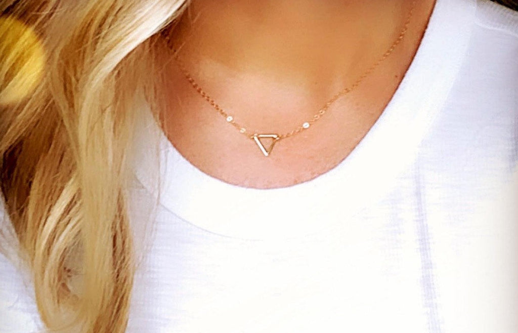 Gold Filled Dainty Triangle Necklace