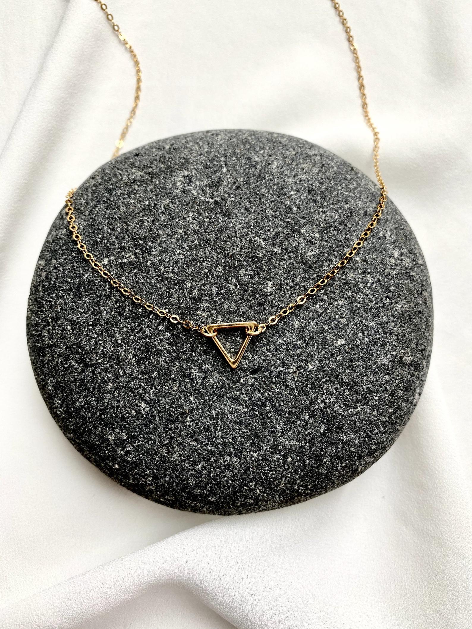 Gold Filled Dainty Triangle Necklace